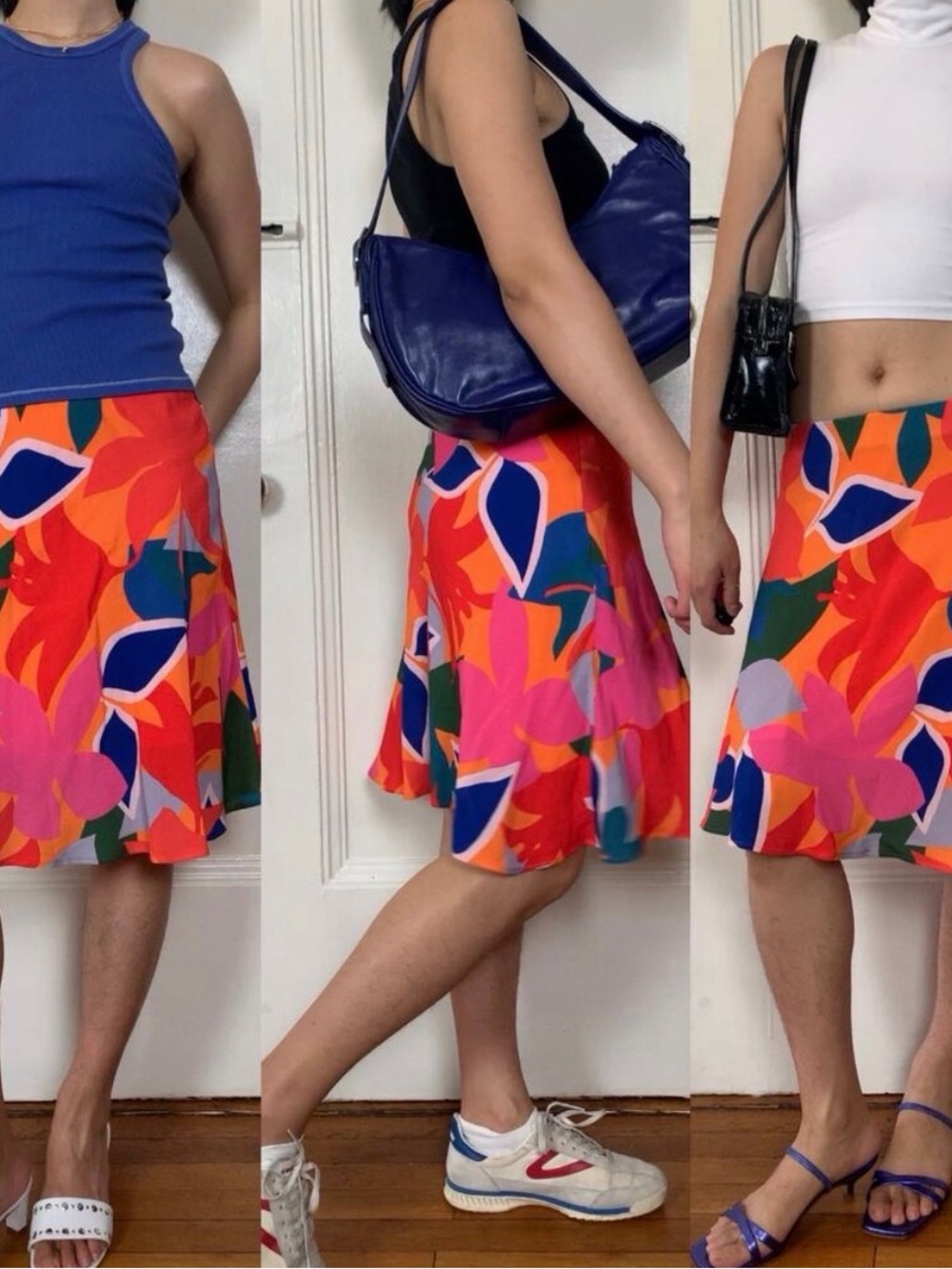 Anthropologie Sisters Gulassa Vibrant Floral A-Line Skirt in Multicolor leaf